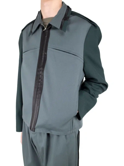 Shop Kiko Kostadinov Men Ugo Blouson Jacket In Stone Grey/deep Green/ink Blk