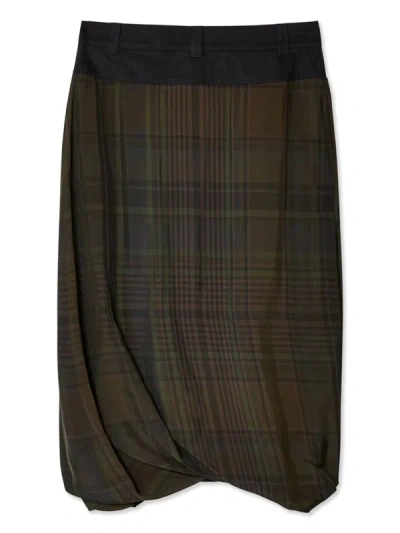 Shop Lemaire Women Twisted Hem Skirt In Mu181 Dark Brown/marine
