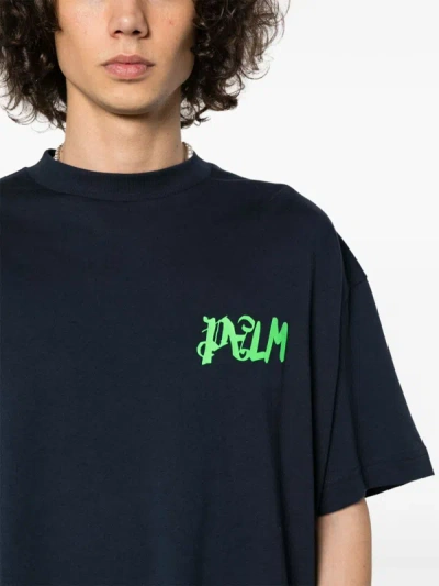 Shop Palm Angels Men I Am Lost Tee In 4670 Navy Blue