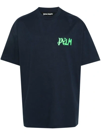 Shop Palm Angels Men I Am Lost Tee In 4670 Navy Blue