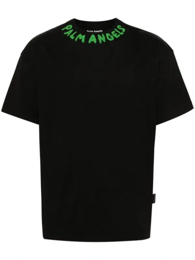 Shop Palm Angels Men Seasonal Logo Tee In 1070 Black Gree