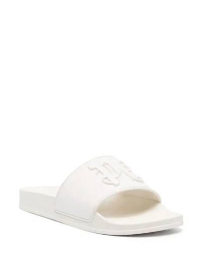 Shop Palm Angels Women Pa Monogram Pool Slider Slippers In 0101  White Whit