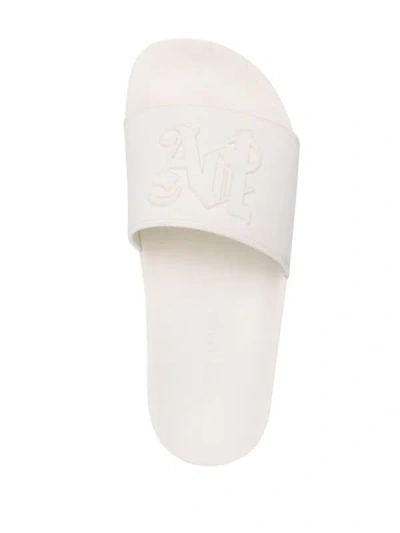 Shop Palm Angels Women Pa Monogram Pool Slider Slippers In 0101  White Whit