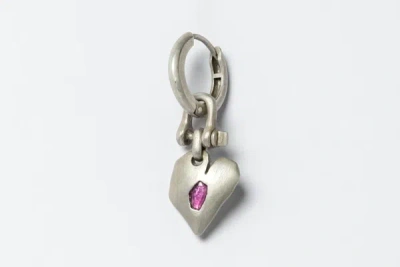 Shop Parts Of Four Jazz's Solid Heart Earring (extra Small, 0.2 Ct, Ruby Slice, Da+rub) In Dirty Sterling