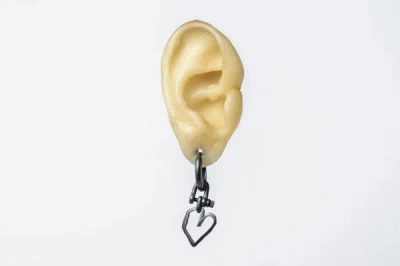 Shop Parts Of Four Jazz's Heart Earring (extra Small, Ka) In Black Sterling