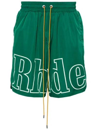 Shop Rhude Men Logo Track Short In 0373 Green