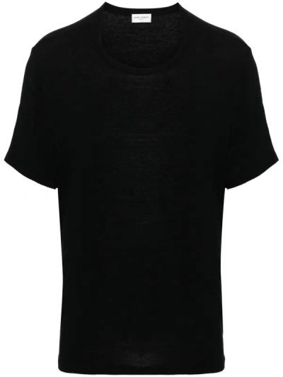 Shop Saint Laurent Men Col Rond T-shirt In 1000 Noir
