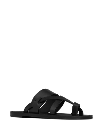 Shop Saint Laurent Men Culver Flat Mules In 1000 Nero