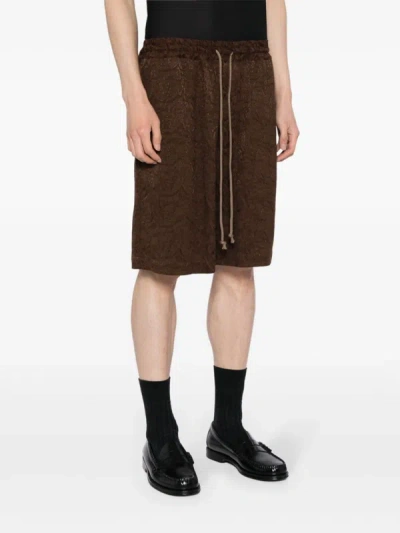 Shop Song For The Mute Men Elasticated Zig Zag Knit Shorts In Brown