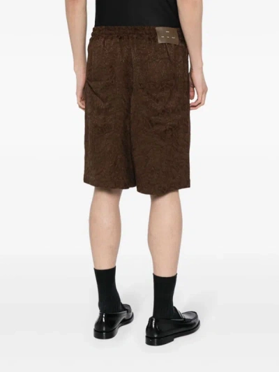 Shop Song For The Mute Men Elasticated Zig Zag Knit Shorts In Brown