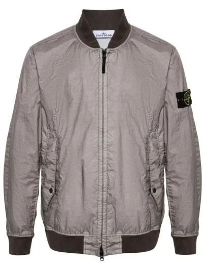 Shop Stone Island Men Logo Patch Jacket In V0092 Dove Grey