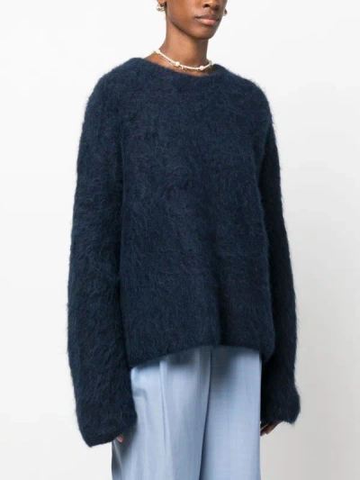 Shop Totême Toteme Women Boxy Alpaca Knit In Navy