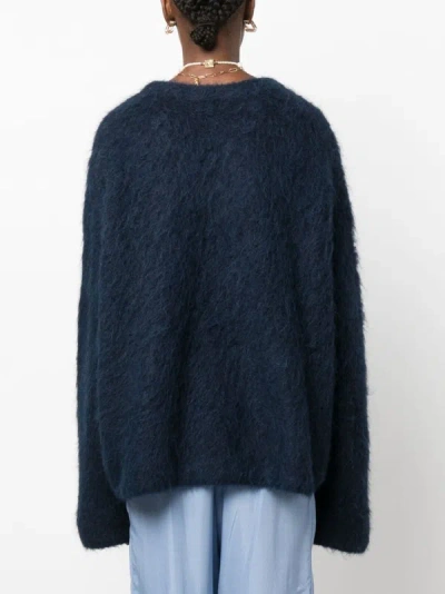 Shop Totême Toteme Women Boxy Alpaca Knit In Navy