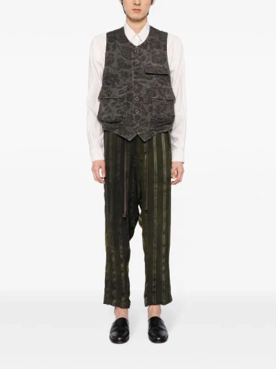 Shop Uma Wang Men Pooja Pants In Uw498 Dark Green/grey