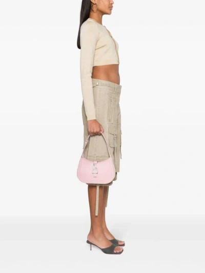 Shop Versace Women Small Hobo Calf  Leather Bag In 1pg4p English Rose-palladium