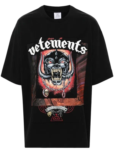 Shop Vetements Men Motorhead Patched T-shirt In Black