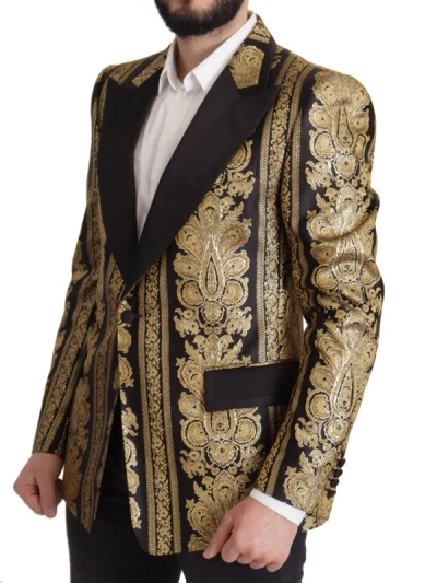 Shop Dolce & Gabbana Elegant Single Breasted Jacquard Men's Blazer In Black