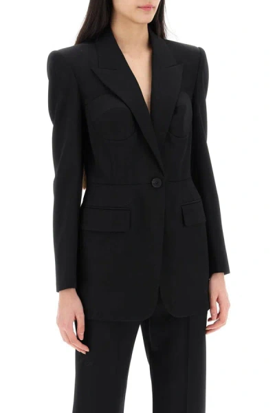 Shop Alexander Mcqueen Fitted Jacket With Bustier Details In Black