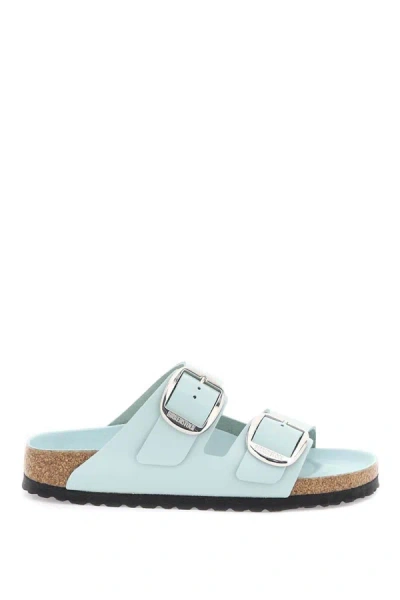 Shop Birkenstock Big Buckle Arizona Slides In Blue