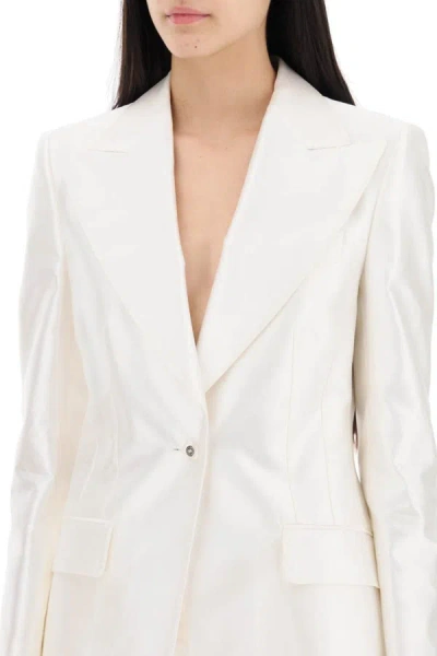 Shop Dolce & Gabbana Turlington Jacket In Silk Mikado In White