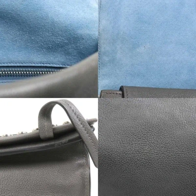 Shop Prada Grey Leather Shopper Bag ()