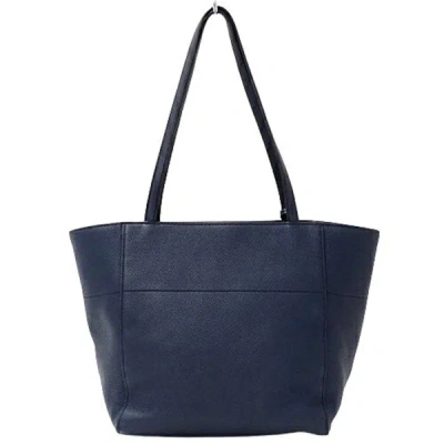 Shop Prada Navy Leather Tote Bag ()