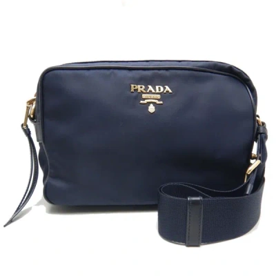 Shop Prada Navy Synthetic Shopper Bag ()