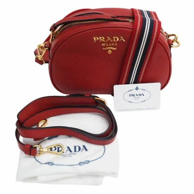 Shop Prada Saffiano Red Leather Shoulder Bag ()