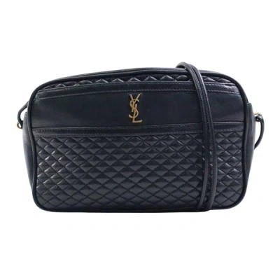 Shop Saint Laurent Victoire Black Leather Shoulder Bag ()