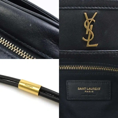 Shop Saint Laurent Victoire Black Leather Shoulder Bag ()