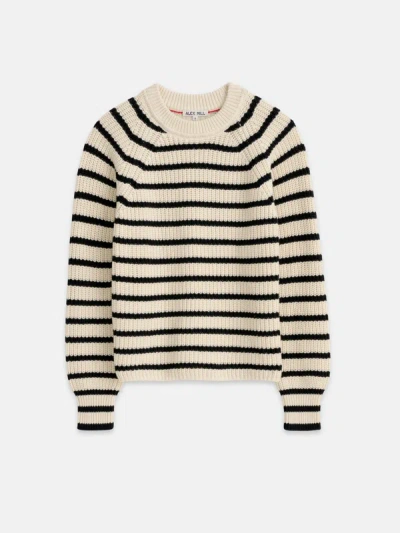 Shop Alex Mill Amalie Pullover Sweater In Stripe In Ivory/black
