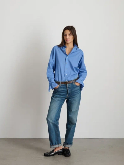 Shop Alex Mill Blake Ruffle Shirt In Cotton Voile In Coastal Blue