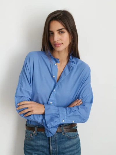 Shop Alex Mill Blake Ruffle Shirt In Cotton Voile In Coastal Blue