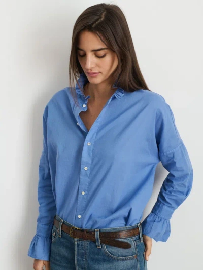 Shop Alex Mill Blake Ruffle Shirt In Cotton Voile In Coastal Blue