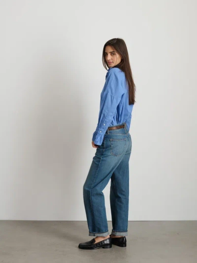 Alex Mill Blake Ruffle Shirt In Cotton Voile In Coastal Blue