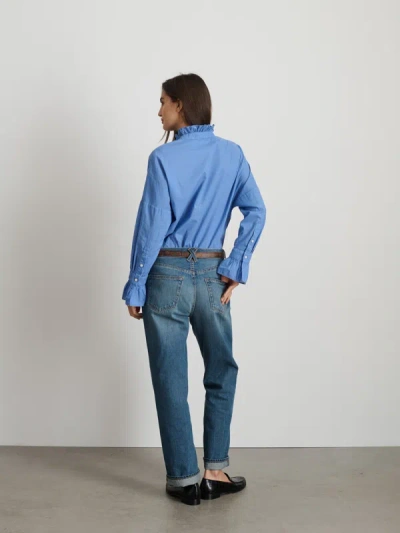 Alex Mill Blake Ruffle Shirt In Cotton Voile In Coastal Blue