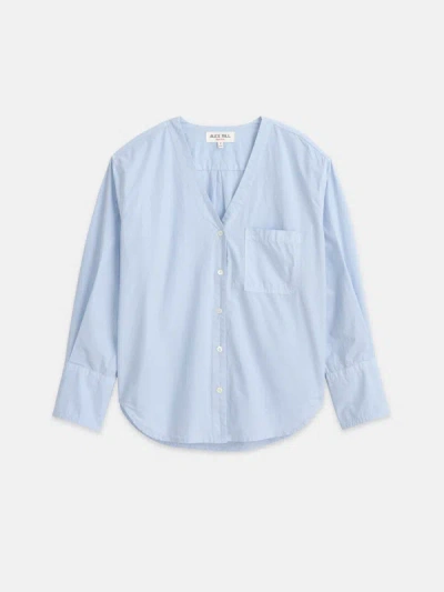 Shop Alex Mill Crosby V-neck Shirt In Paper Poplin In Calm Blue