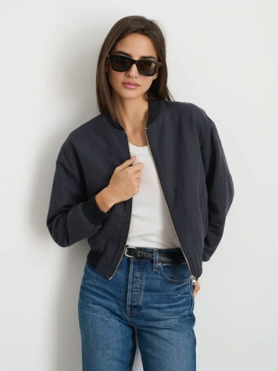 Shop Alex Mill Madeline Cropped Zip Jacket In Washed Black