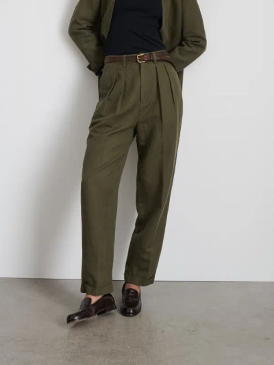Shop Alex Mill Double Pleat Pant In Twill In Puglia Olive