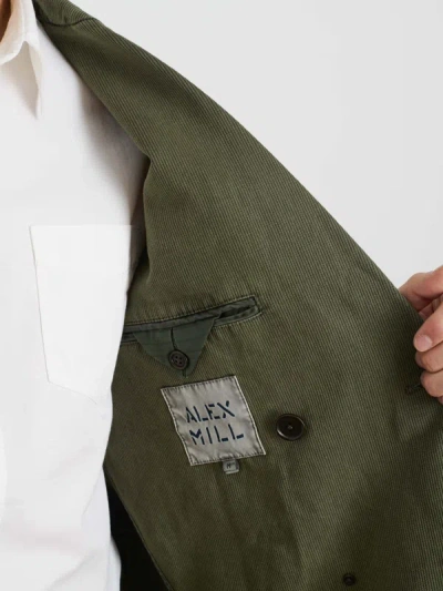 Shop Alex Mill Double Breasted Blazer In Bedford Cotton In Washed Olive