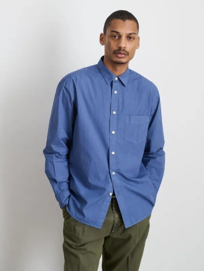 Shop Alex Mill Easy Shirt In Cotton Poplin In Grey Blue