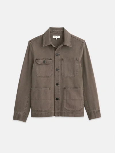 Shop Alex Mill Garment Dyed Work Jacket In Recycled Denim In Thyme