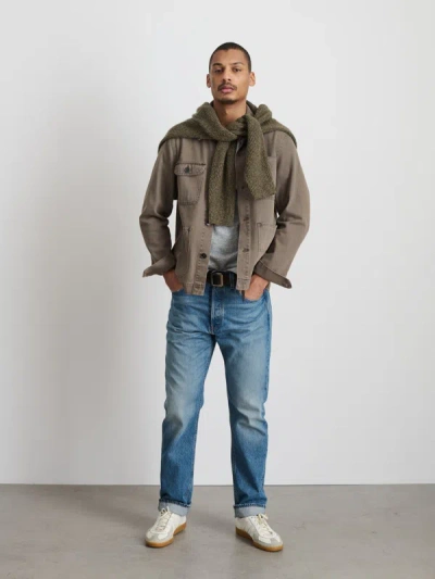 Shop Alex Mill Garment Dyed Work Jacket In Recycled Denim In Thyme