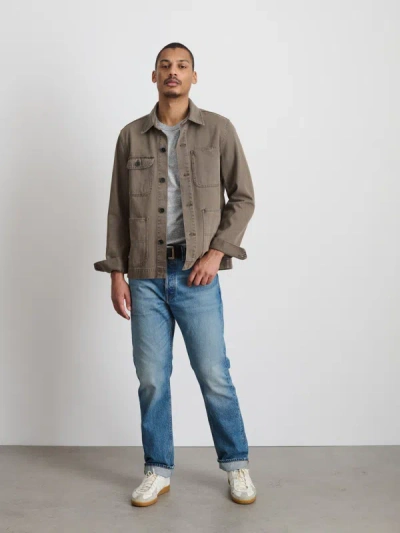 Shop Alex Mill Garment Dyed Work Jacket In Recycled Denim In Thyme