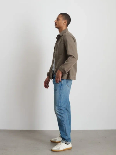 Shop Alex Mill Garment Dyed Work Jacket In Recycled Denim In Thyme