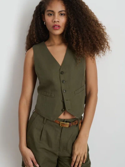 Shop Alex Mill Madeline Vest In Twill In Puglia Olive