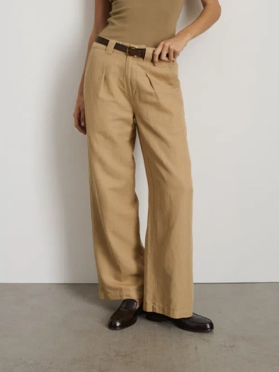 Shop Alex Mill Madeline Pleat Trouser In Twill In Vintage Khaki