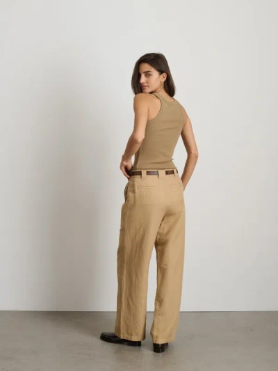Shop Alex Mill Madeline Pleat Trouser In Twill In Vintage Khaki
