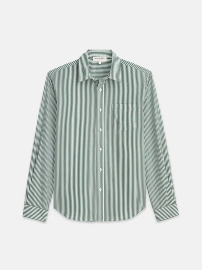 Shop Alex Mill Mill Shirt In Striped Cotton In Dark Green/white