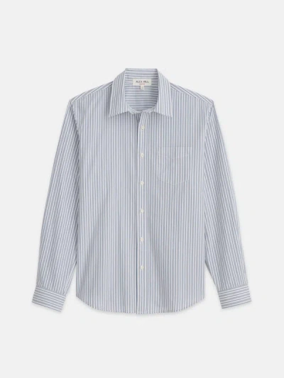 Shop Alex Mill Mill Shirt In Ticking Stripe In Ivory/blue/navy Stripe